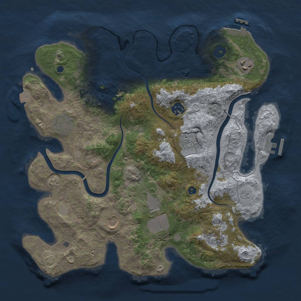 Rust Map: Procedural Map, Size: 3600, Seed: 815509195, 14 Monuments