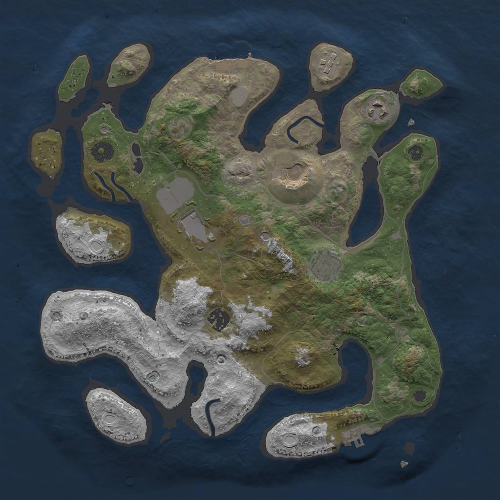 Rust Map: Procedural Map, Size: 3500, Seed: 1324933300, 14 Monuments