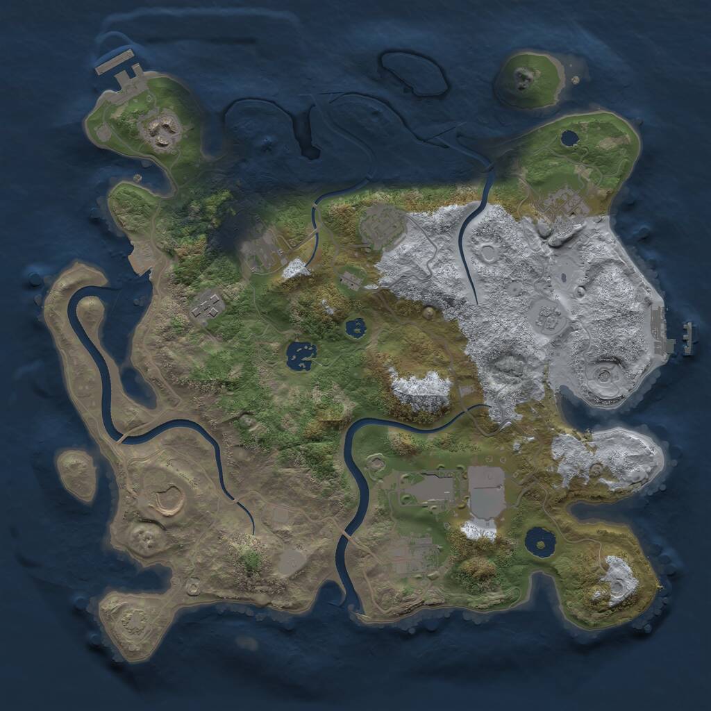 Rust Map: Procedural Map, Size: 3500, Seed: 1071815216, 15 Monuments