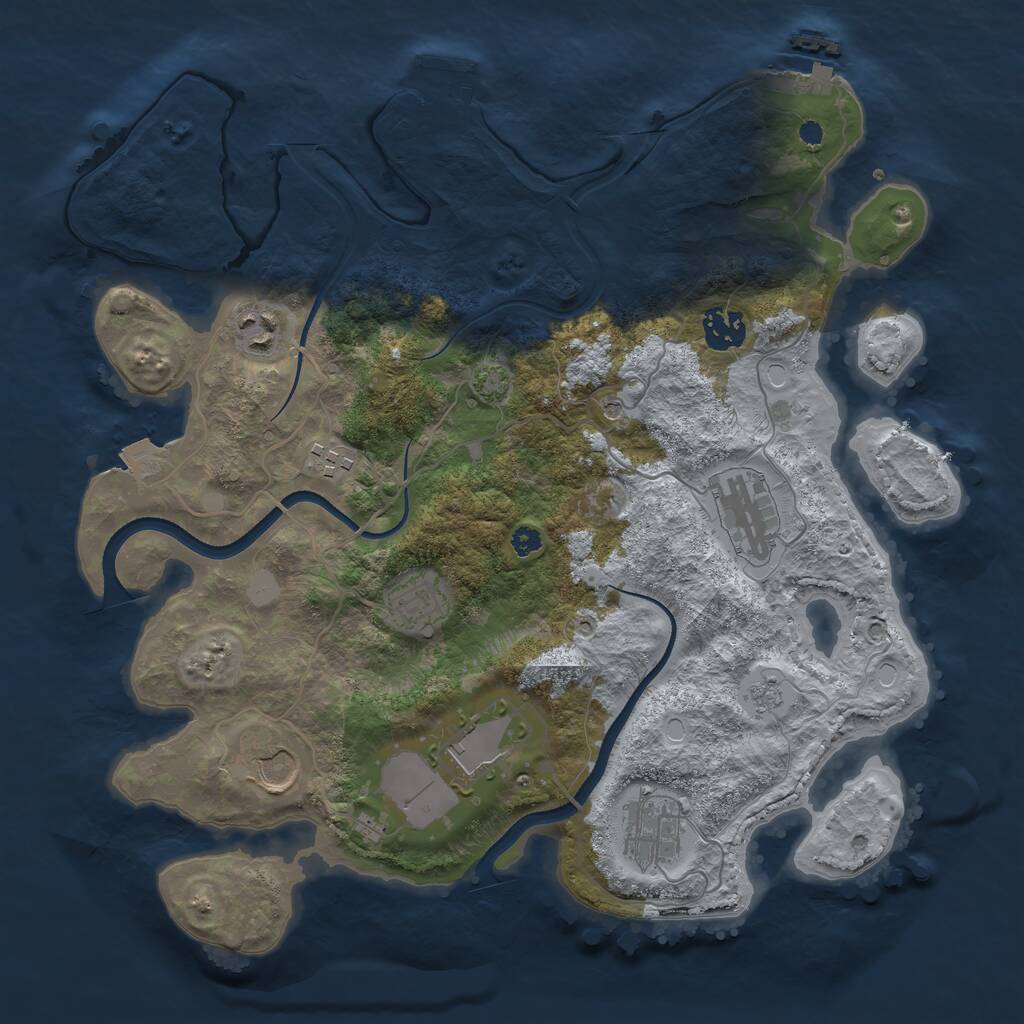 Rust Map: Procedural Map, Size: 3500, Seed: 100563928, 14 Monuments
