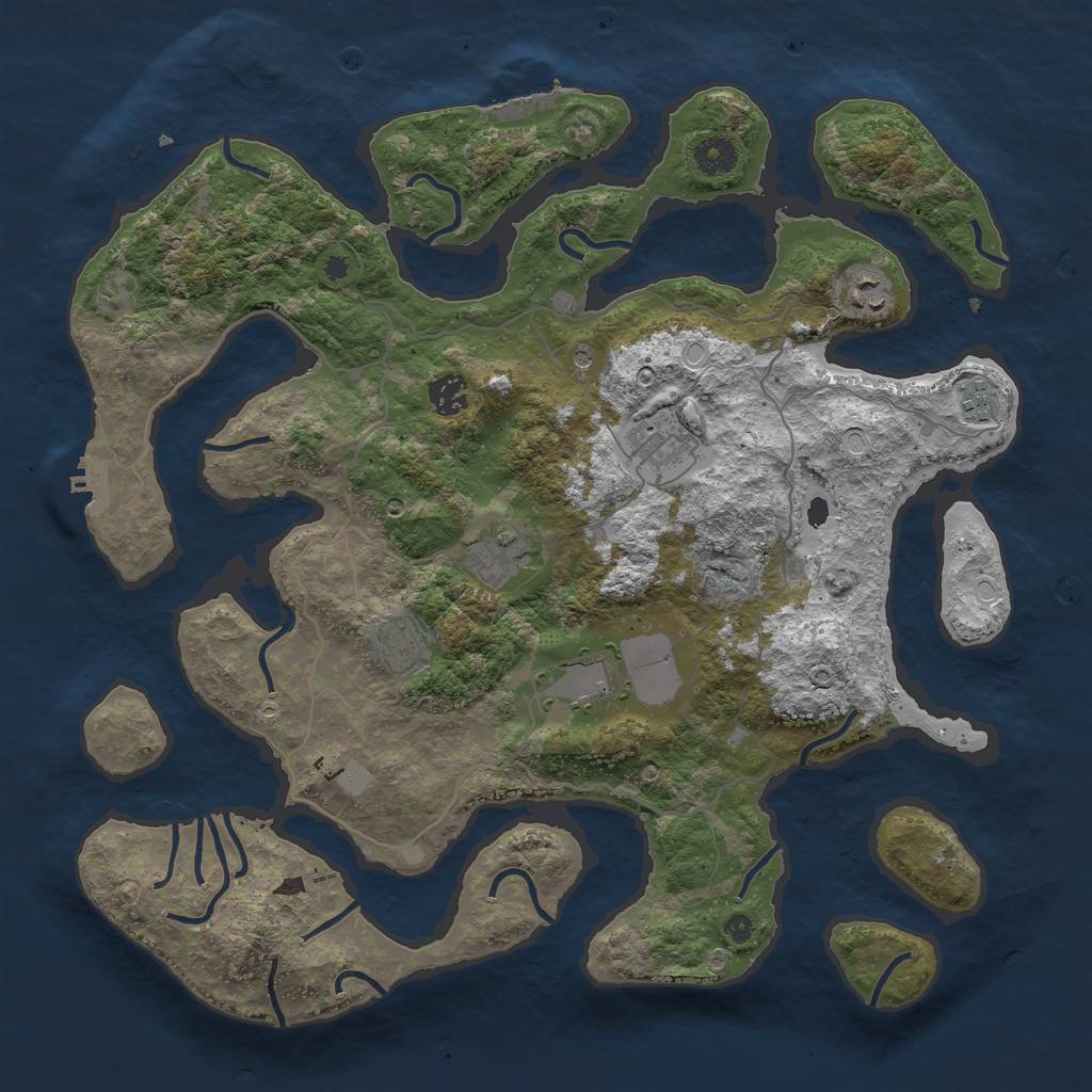 Rust Map: Procedural Map, Size: 4000, Seed: 1672398, 15 Monuments