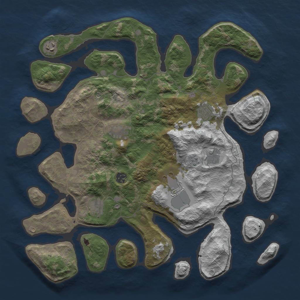 Rust Map: Barren, Size: 4250, Seed: 835582592, 11 Monuments