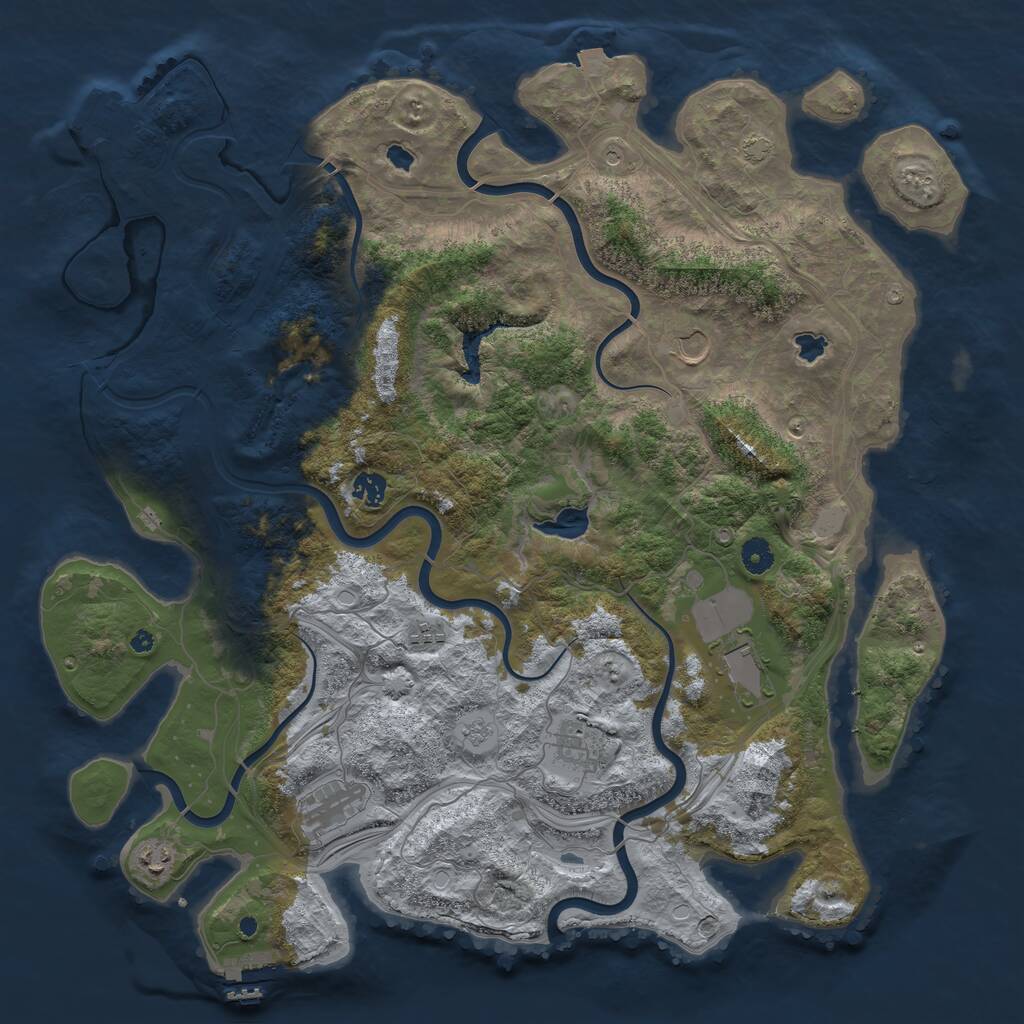 Rust Map: Procedural Map, Size: 4500, Seed: 3800, 13 Monuments