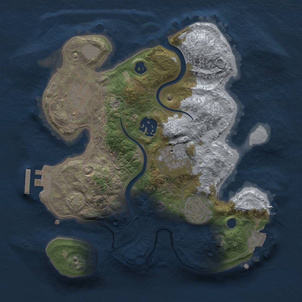 Rust Map: Procedural Map, Size: 2500, Seed: 418667121, 8 Monuments