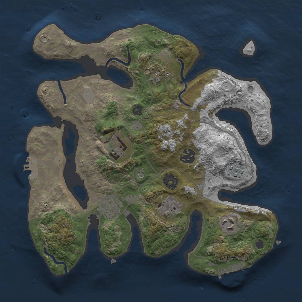Rust Map: Procedural Map, Size: 3000, Seed: 376107777, 15 Monuments