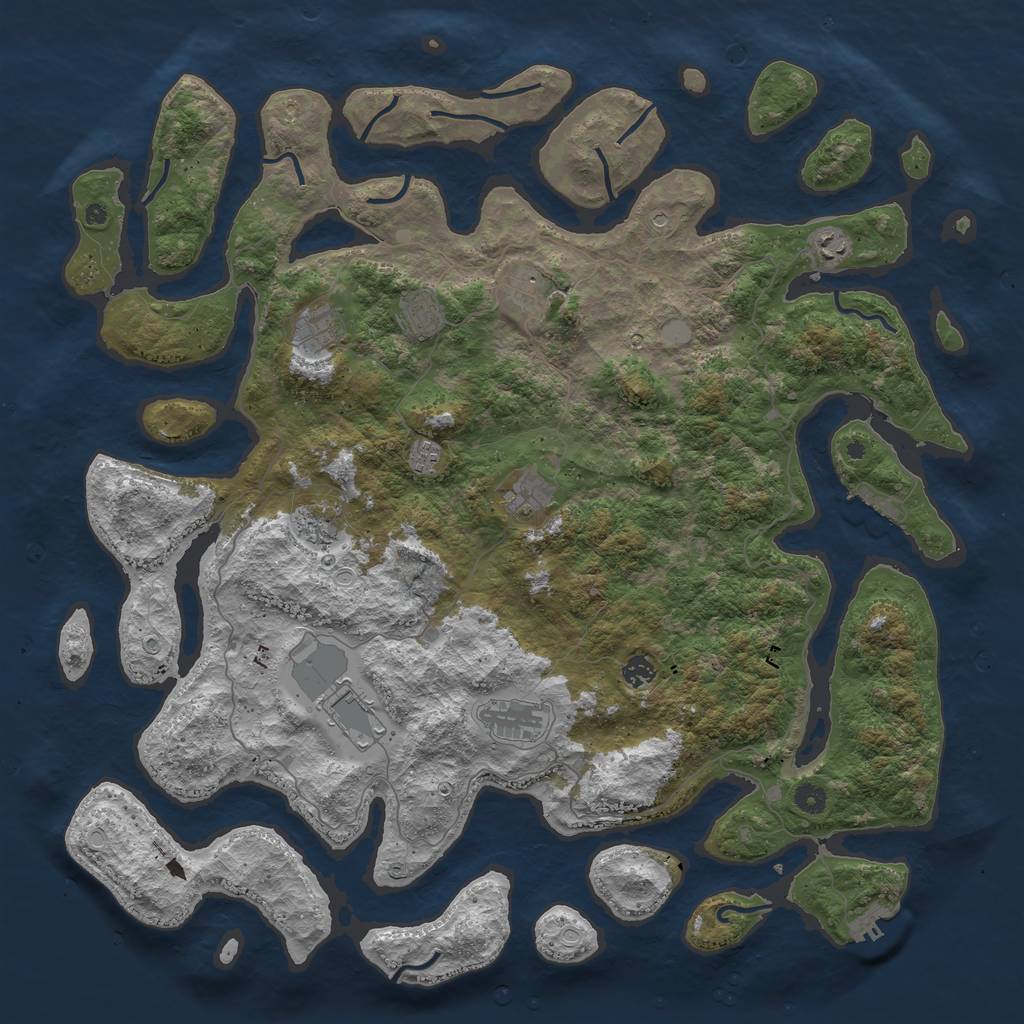 Rust Map: Procedural Map, Size: 4900, Seed: 9101996, 18 Monuments