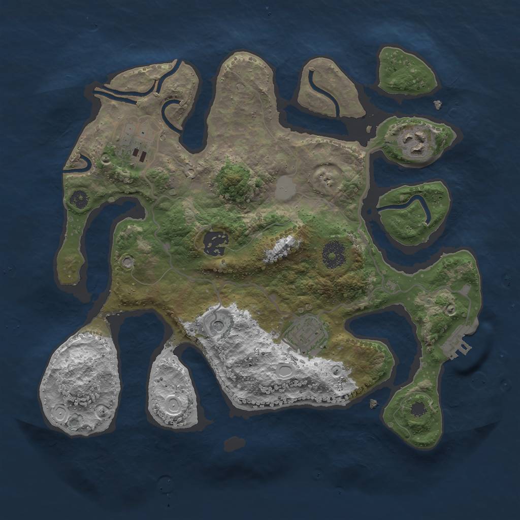 Rust Map: Procedural Map, Size: 3000, Seed: 465132946, 11 Monuments