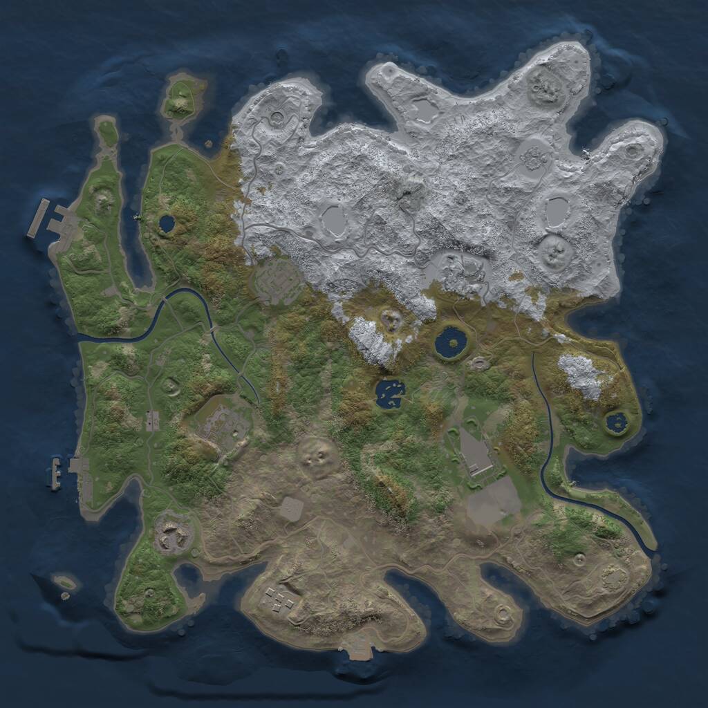 Rust Map: Procedural Map, Size: 3500, Seed: 2032022931, 13 Monuments