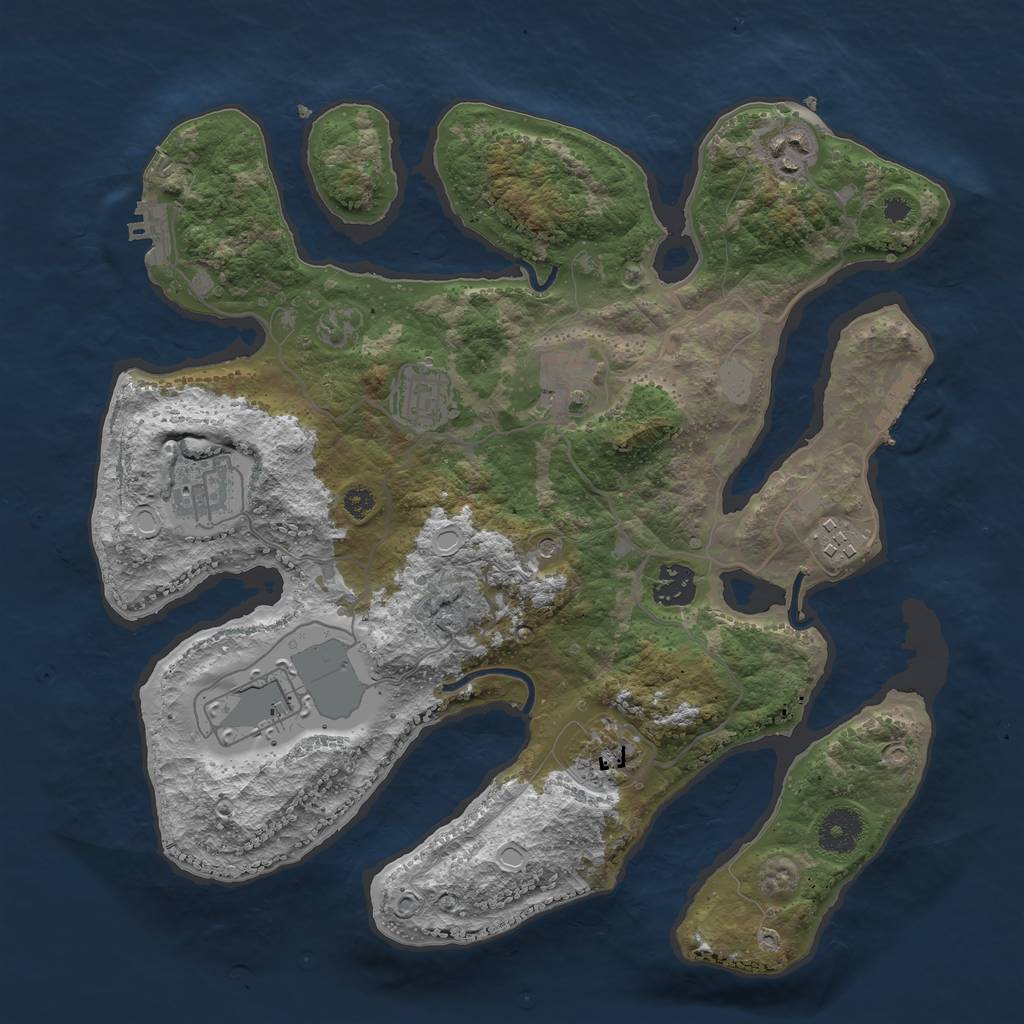 Rust Map: Procedural Map, Size: 3500, Seed: 7957241, 16 Monuments