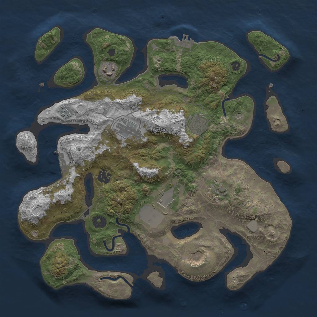 Rust Map: Procedural Map, Size: 3500, Seed: 9998, 16 Monuments