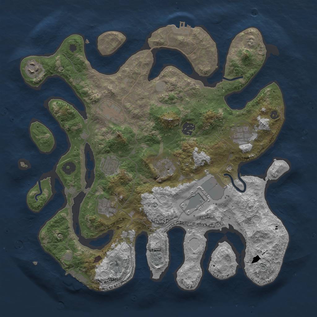 Rust Map: Procedural Map, Size: 3700, Seed: 887484521, 16 Monuments