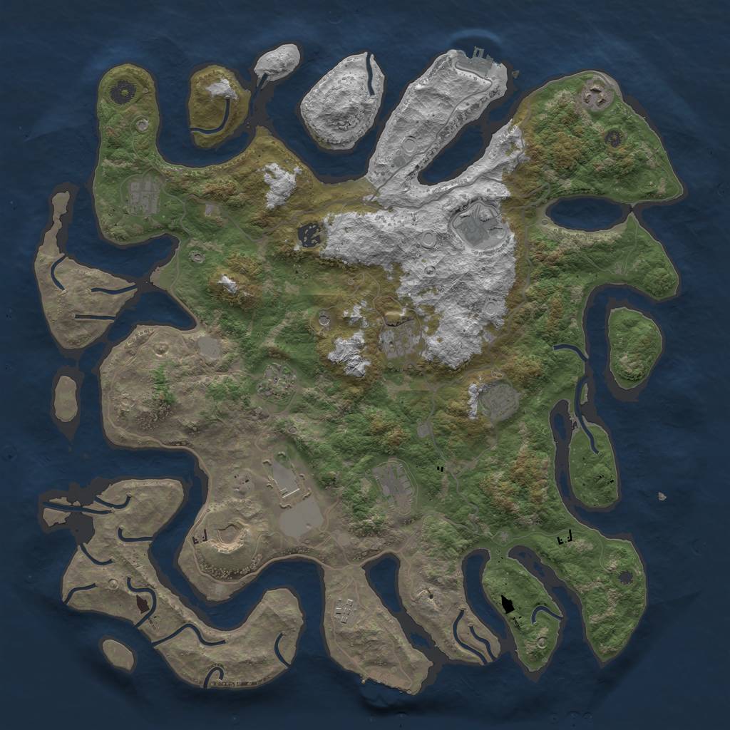 Rust Map: Procedural Map, Size: 4500, Seed: 2102549420, 19 Monuments