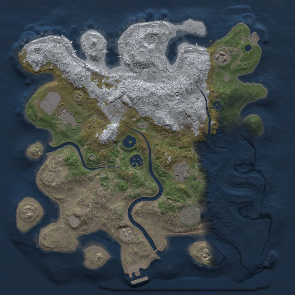 Rust Map: Procedural Map, Size: 3500, Seed: 1997225832, 14 Monuments
