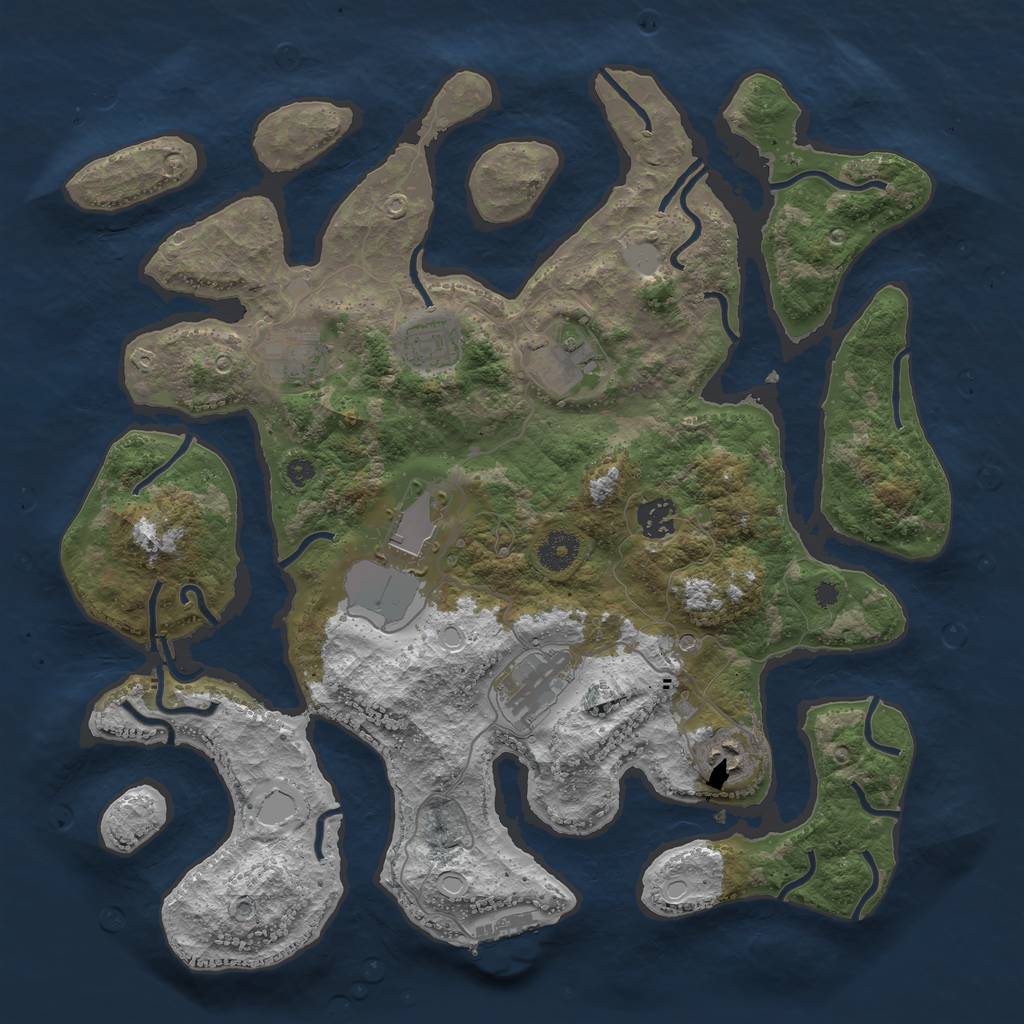 Rust Map: Procedural Map, Size: 3800, Seed: 20053255, 14 Monuments