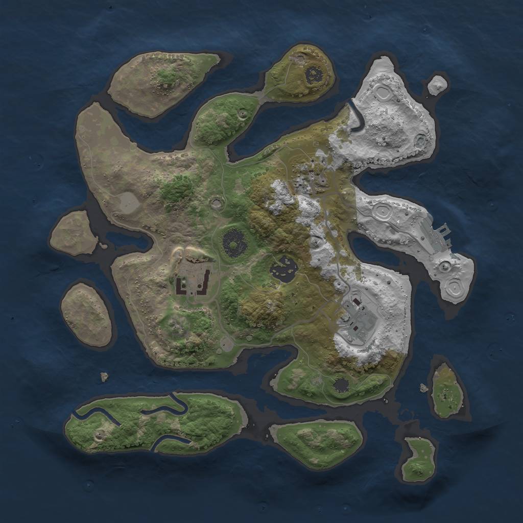 Rust Map: Procedural Map, Size: 3000, Seed: 132, 10 Monuments