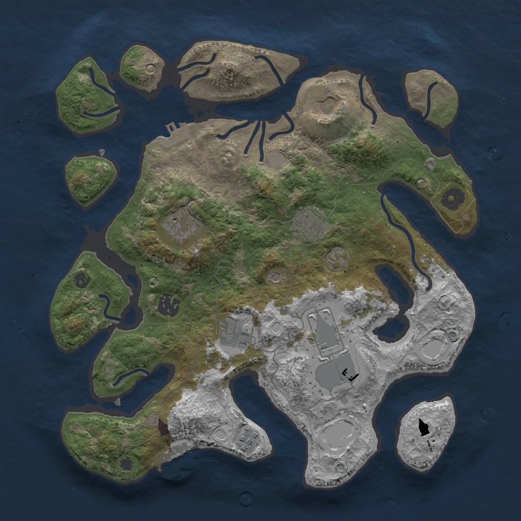 Rust Map: Procedural Map, Size: 3500, Seed: 712371, 15 Monuments