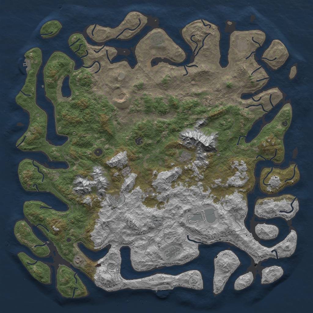Rust Map: Procedural Map, Size: 6000, Seed: 815784569, 19 Monuments