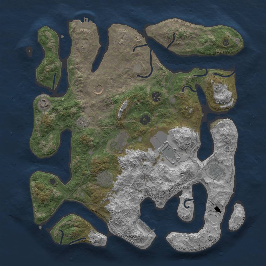 Rust Map: Procedural Map, Size: 4000, Seed: 4455, 16 Monuments