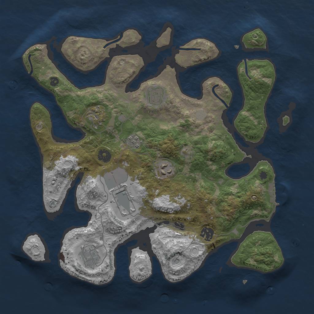 Rust Map: Procedural Map, Size: 3500, Seed: 7913, 14 Monuments