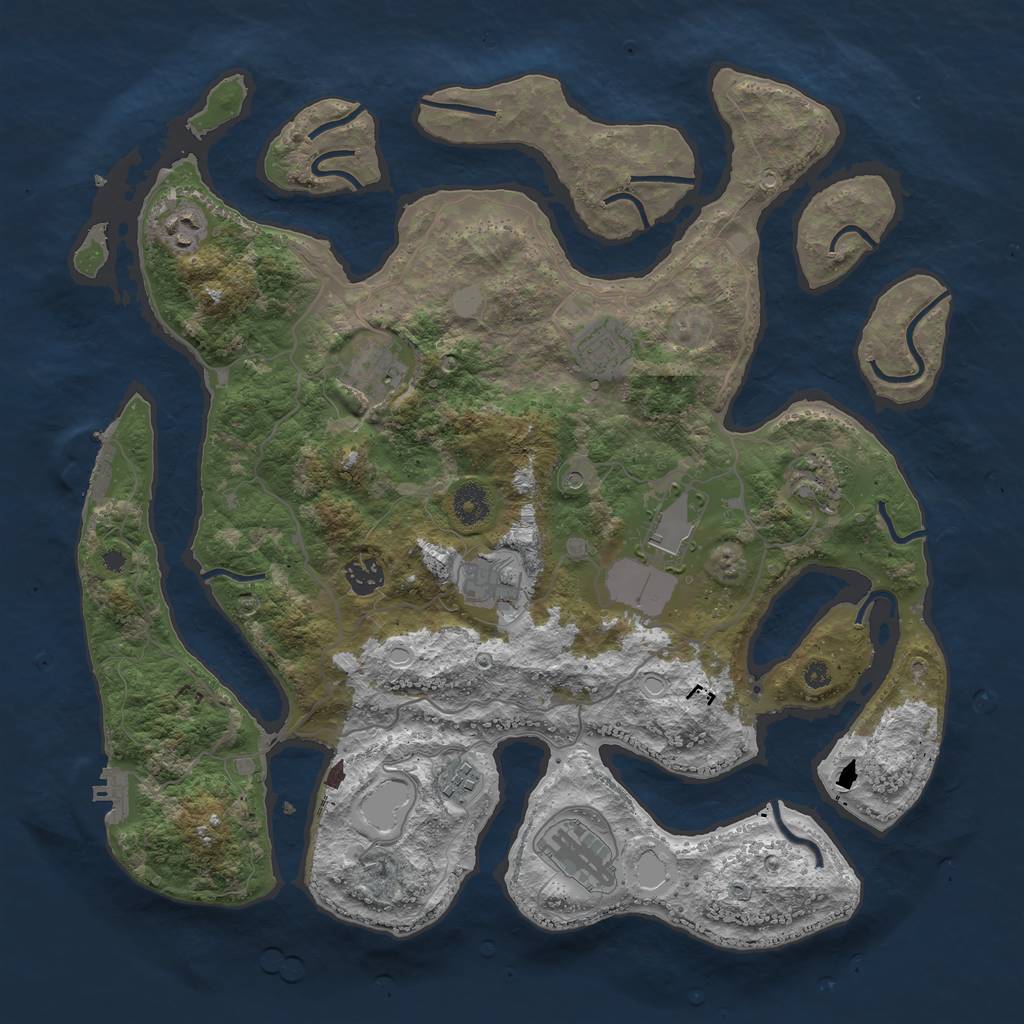 Rust Map: Procedural Map, Size: 4000, Seed: 1192765374, 17 Monuments