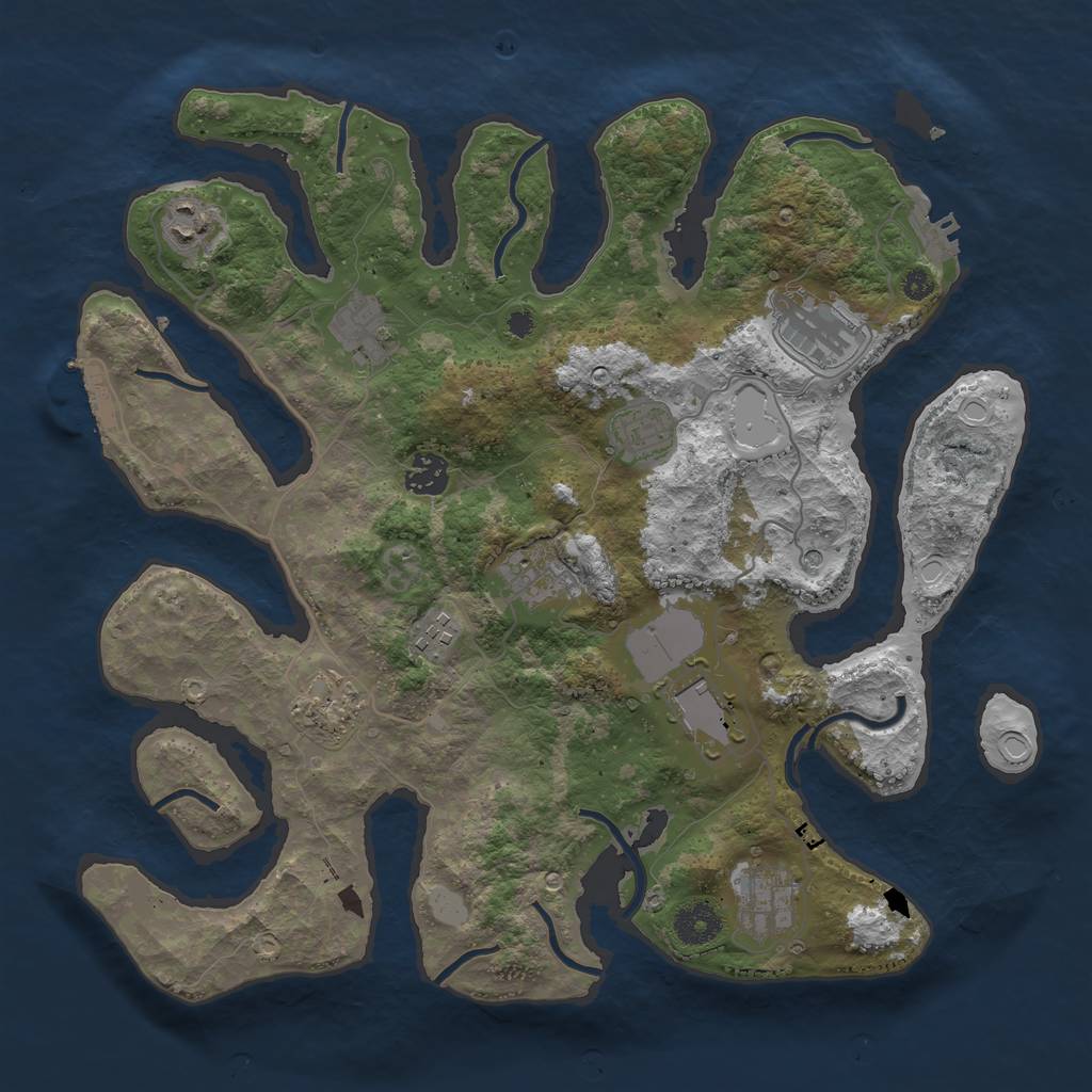 Rust Map: Procedural Map, Size: 3700, Seed: 815509195, 18 Monuments