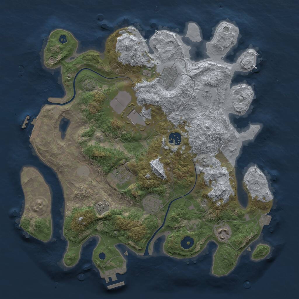 Rust Map: Procedural Map, Size: 3500, Seed: 9875885, 13 Monuments