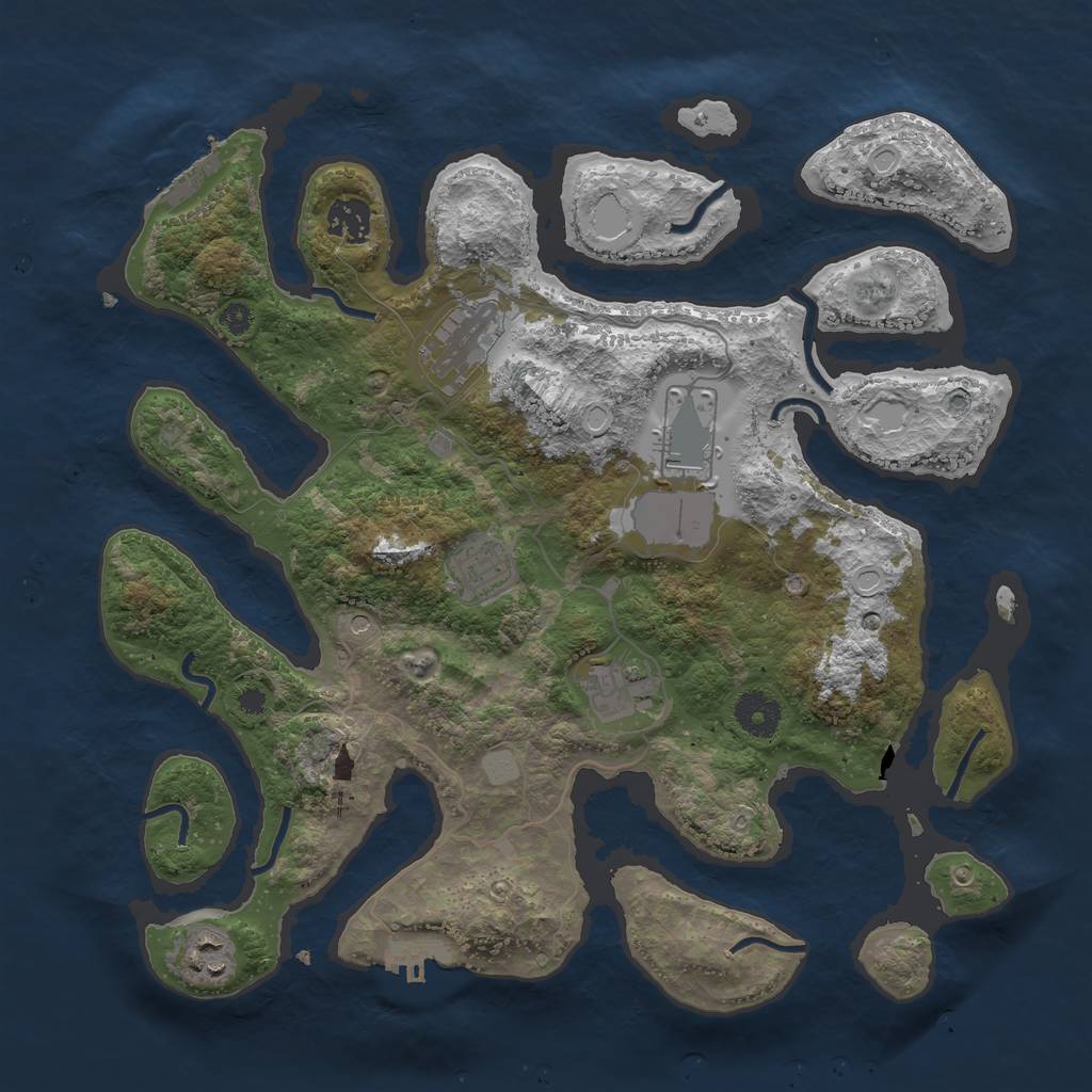 Rust Map: Procedural Map, Size: 3600, Seed: 58358382, 14 Monuments