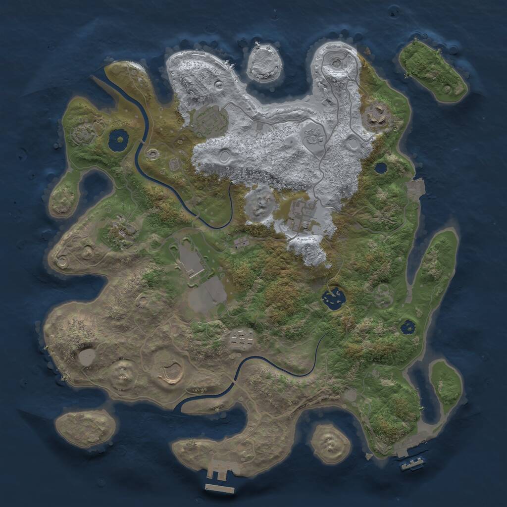 Rust Map: Procedural Map, Size: 3500, Seed: 678239049, 14 Monuments