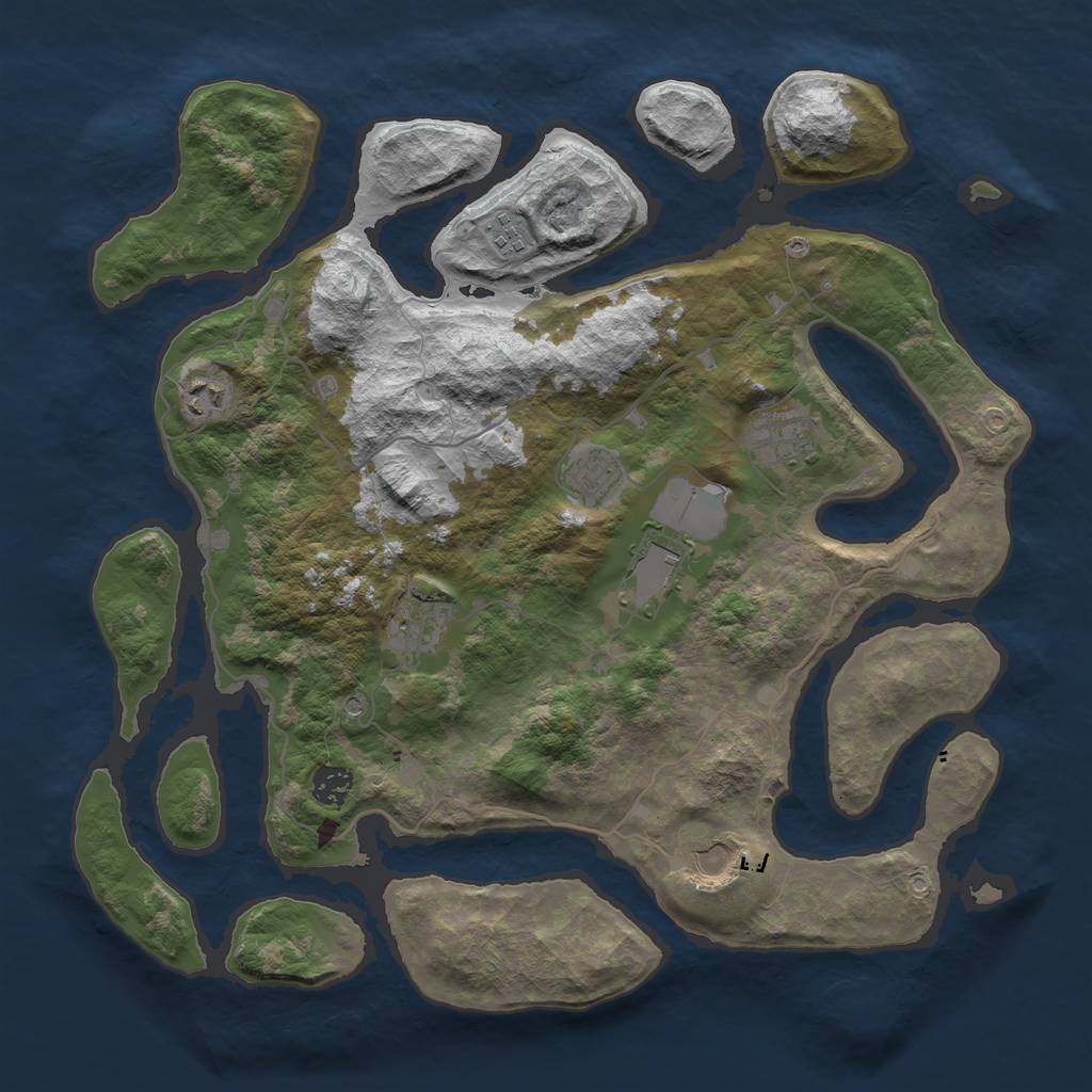 Rust Map: Barren, Size: 4000, Seed: 276, 11 Monuments