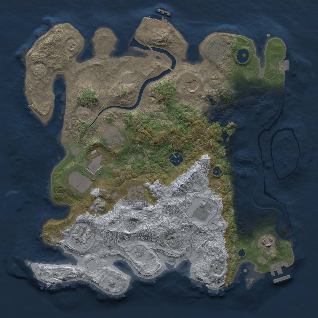 Rust Map: Procedural Map, Size: 3700, Seed: 775118948, 16 Monuments
