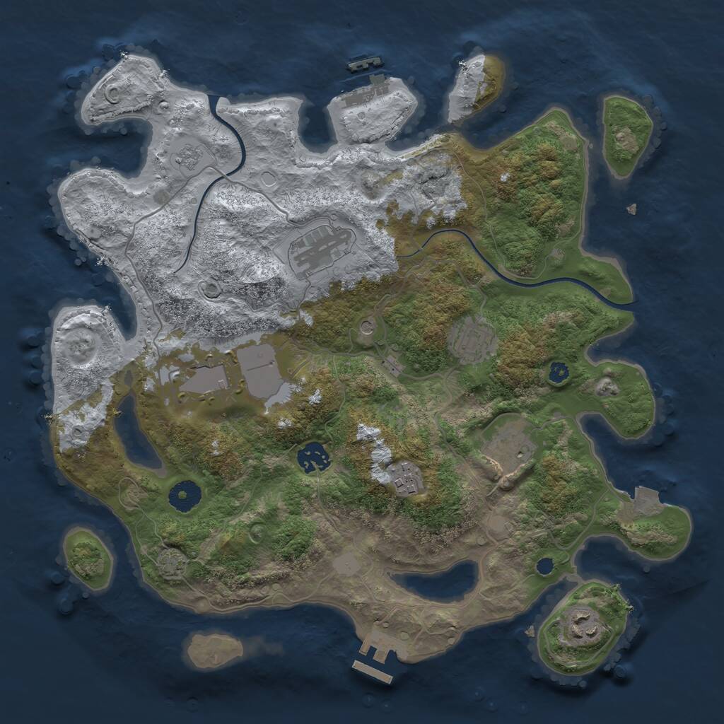 Rust Map: Procedural Map, Size: 3500, Seed: 86274219, 13 Monuments