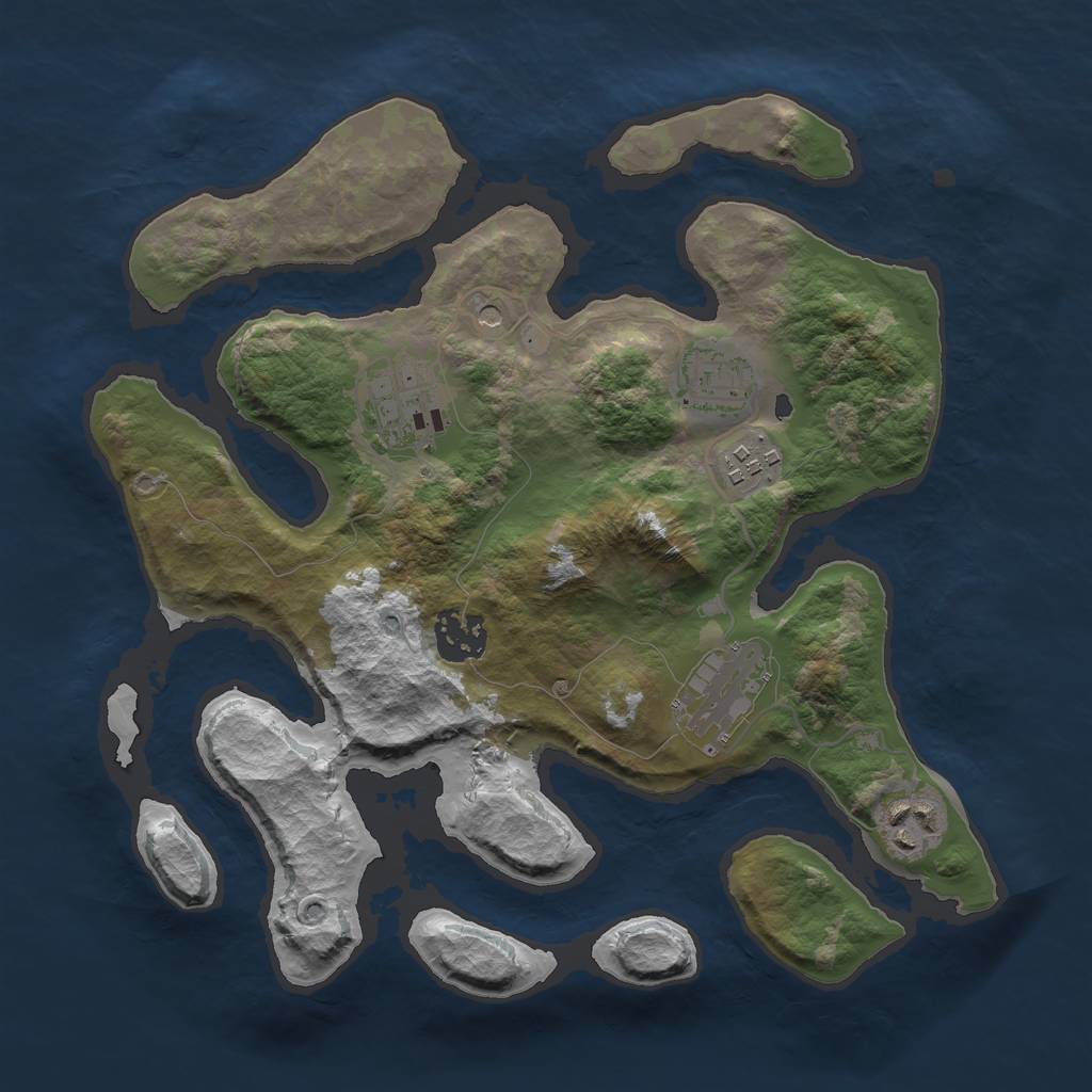 Rust Map: Barren, Size: 3000, Seed: 252, 9 Monuments