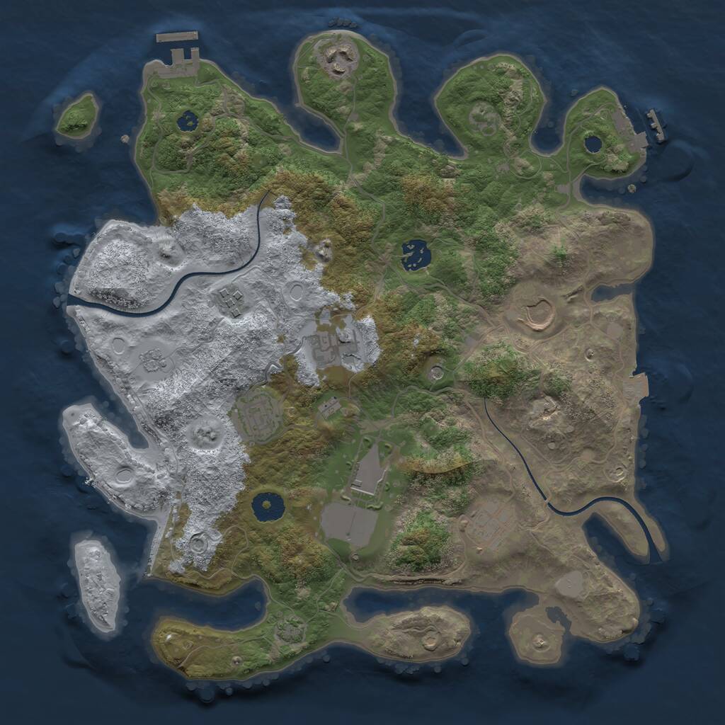 Rust Map: Procedural Map, Size: 3500, Seed: 3101110, 14 Monuments