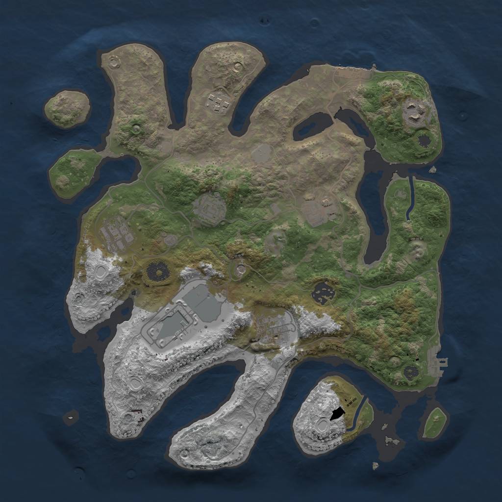 Rust Map: Procedural Map, Size: 3500, Seed: 8660222, 16 Monuments