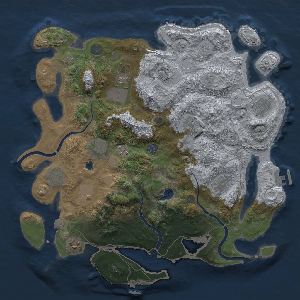 Rust Map: Procedural Map, Size: 4000, Seed: 1275599560, 16 Monuments