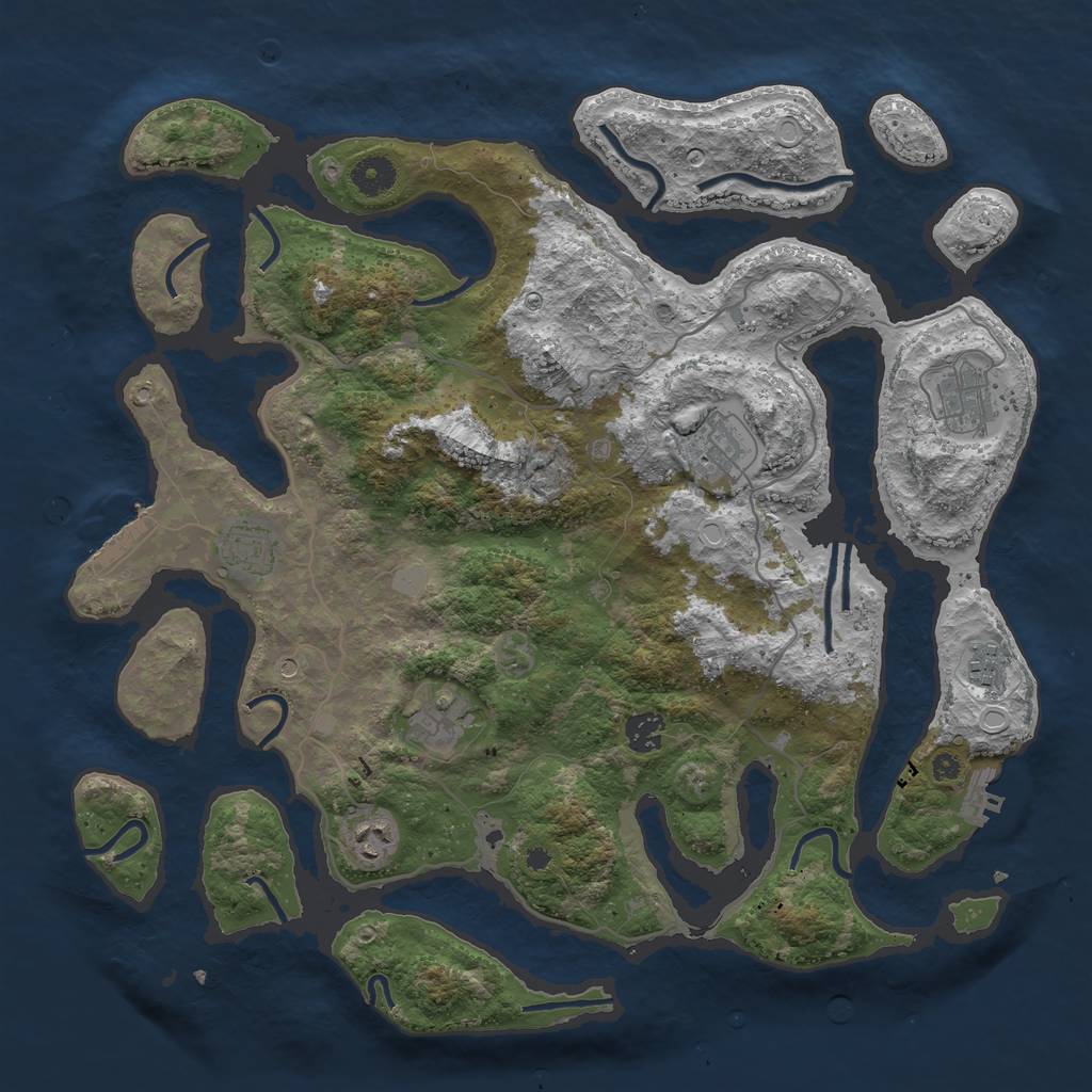 Rust Map: Procedural Map, Size: 4000, Seed: 1275599560, 15 Monuments