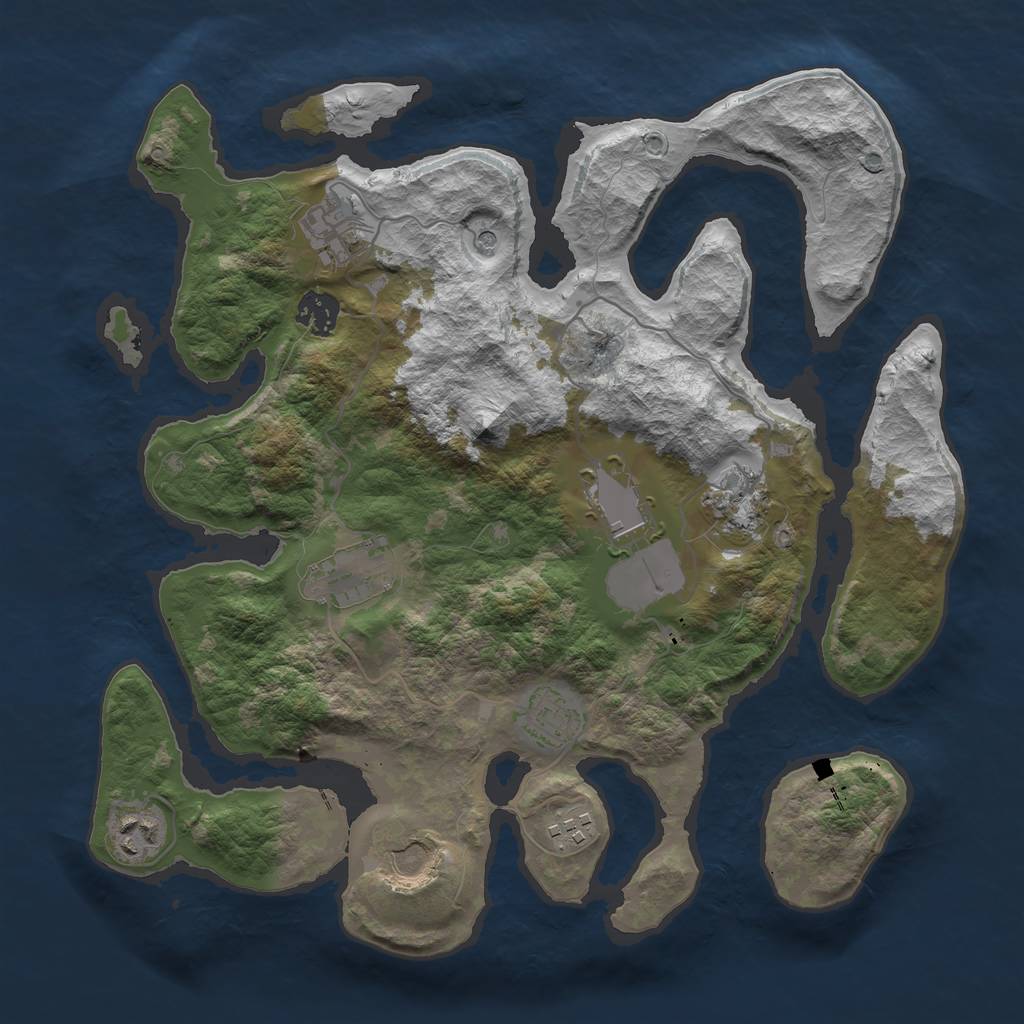 Rust Map: Barren, Size: 3500, Seed: 1829124576, 12 Monuments