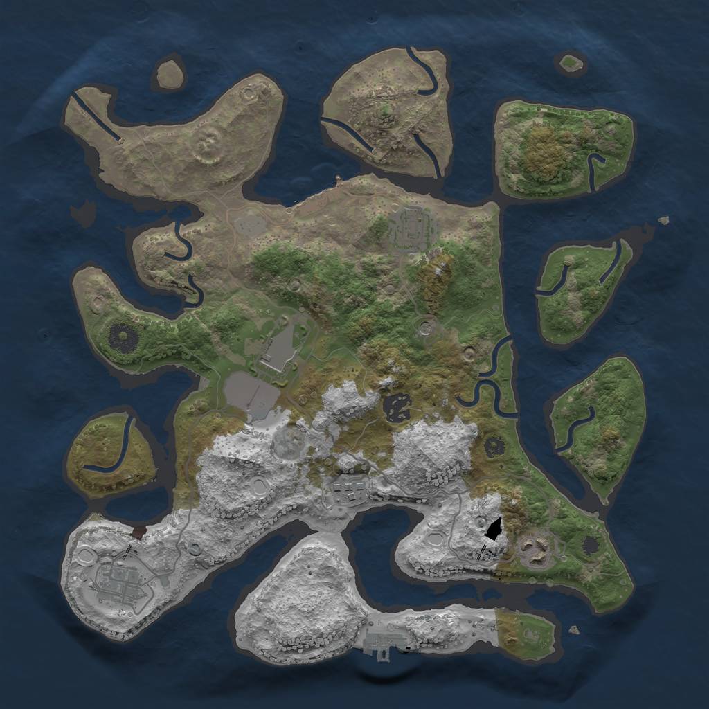 Rust Map: Procedural Map, Size: 3500, Seed: 4282055, 14 Monuments