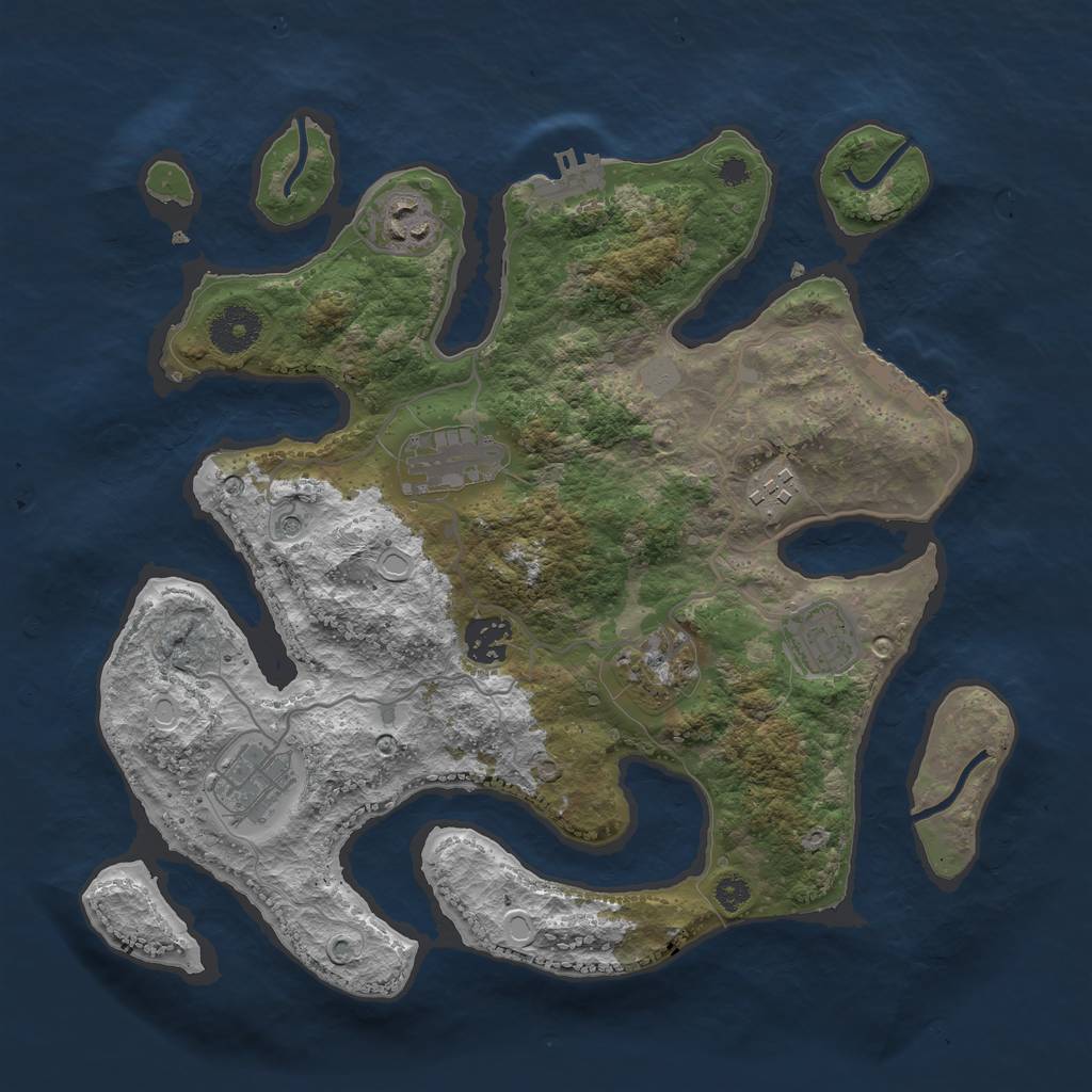 Rust Map: Procedural Map, Size: 3362, Seed: 3389, 15 Monuments