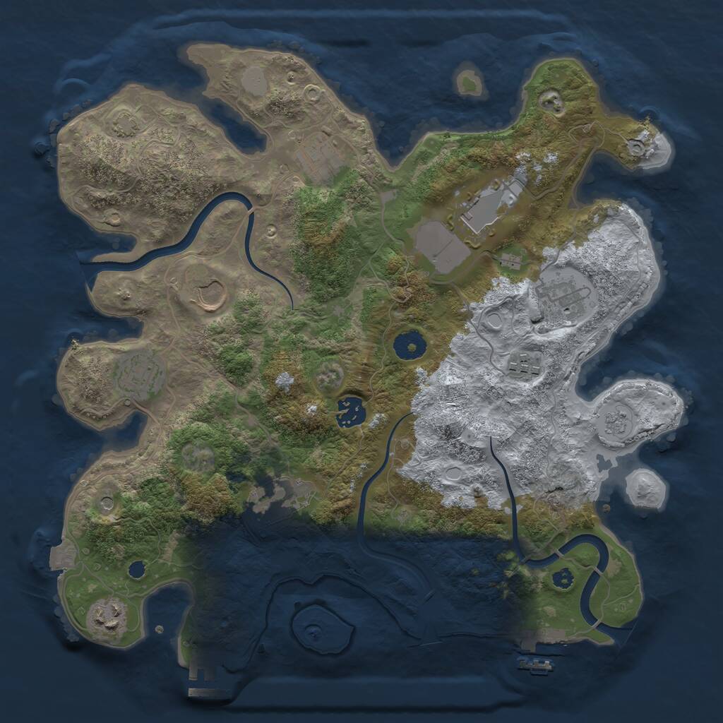 Rust Map: Procedural Map, Size: 3520, Seed: 3520, 15 Monuments