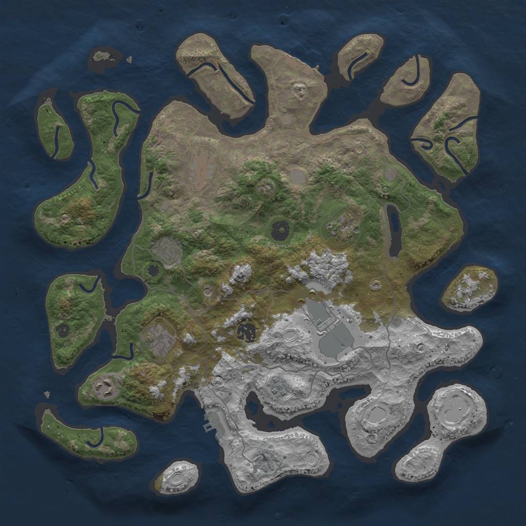 Rust Map: Procedural Map, Size: 4000, Seed: 231657474, 16 Monuments