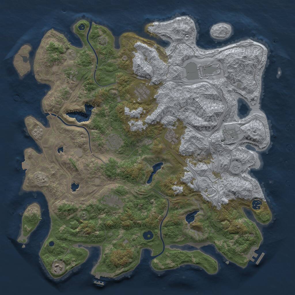 Rust Map: Procedural Map, Size: 4500, Seed: 5004, 16 Monuments