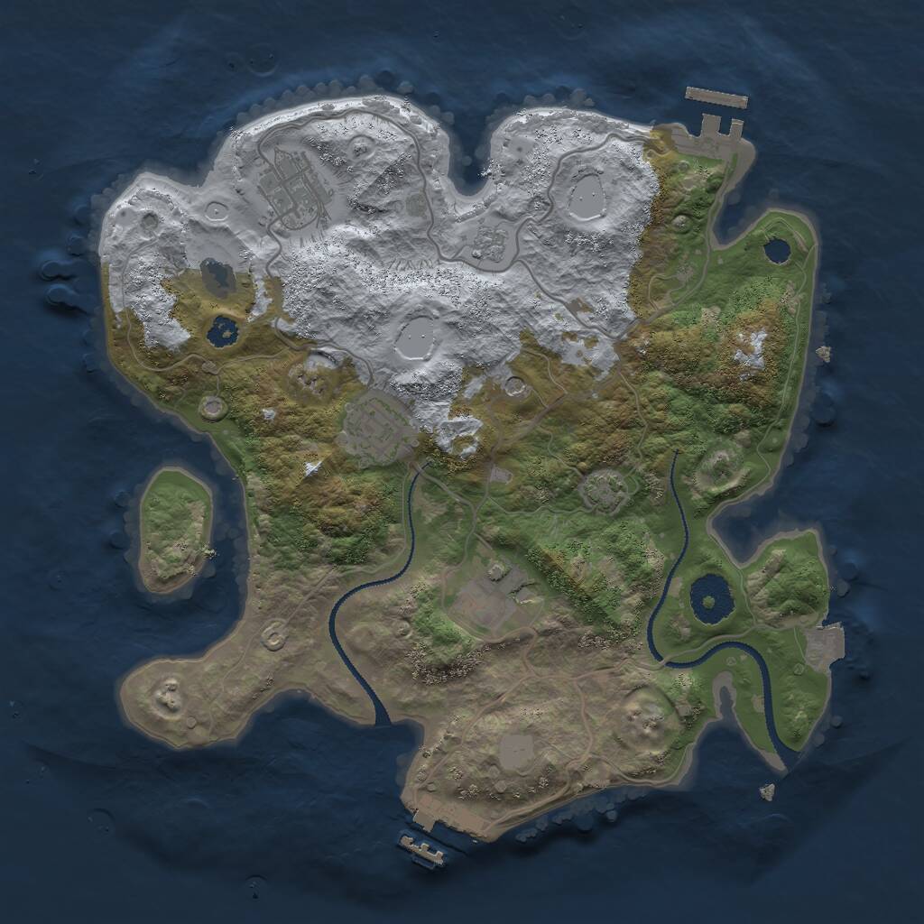 Rust Map: Procedural Map, Size: 3000, Seed: 26619268, 9 Monuments