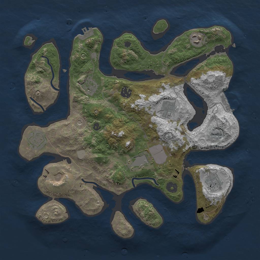 Rust Map: Procedural Map, Size: 3500, Seed: 2391, 16 Monuments