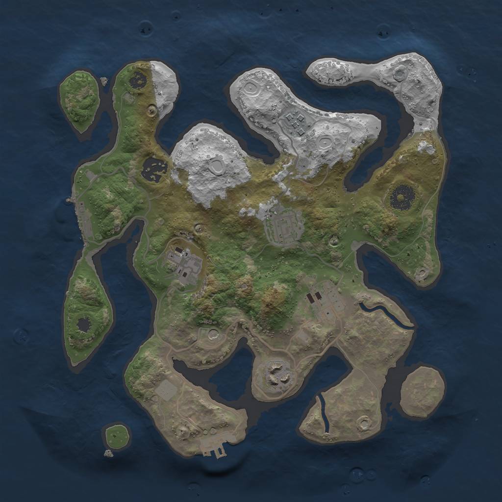 Rust Map: Procedural Map, Size: 3000, Seed: 51695, 14 Monuments
