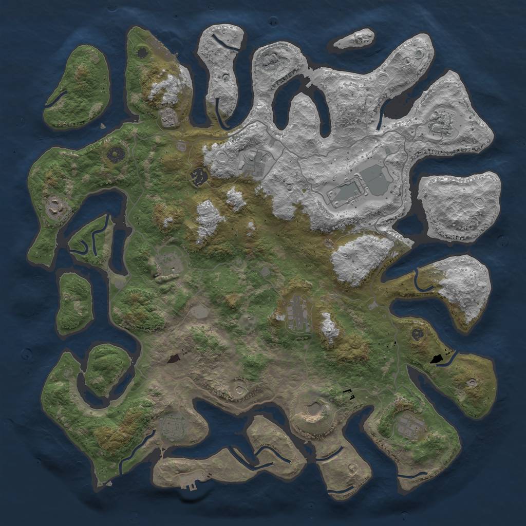 Rust Map: Procedural Map, Size: 4600, Seed: 2128073683, 19 Monuments