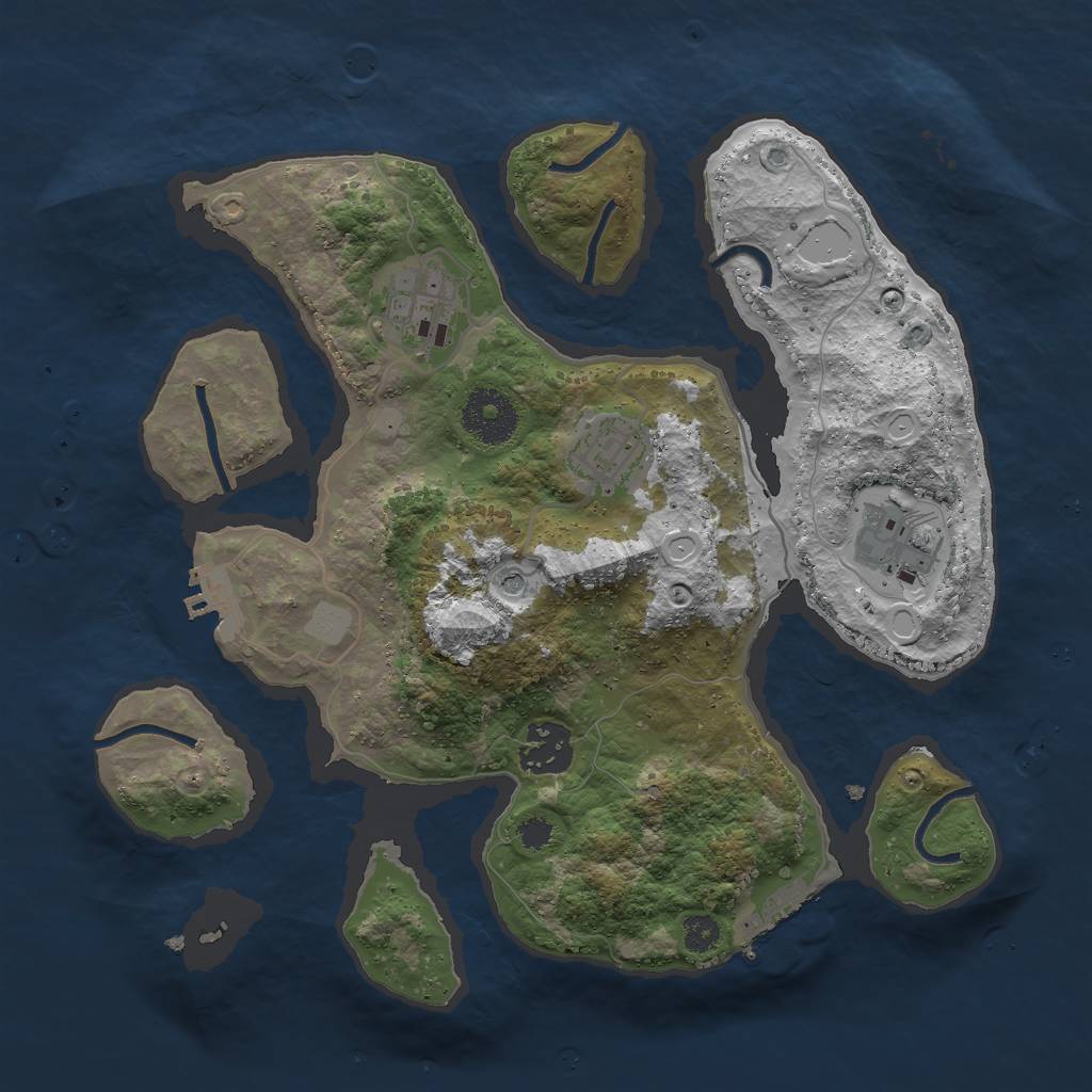 Rust Map: Procedural Map, Size: 3000, Seed: 192758, 12 Monuments