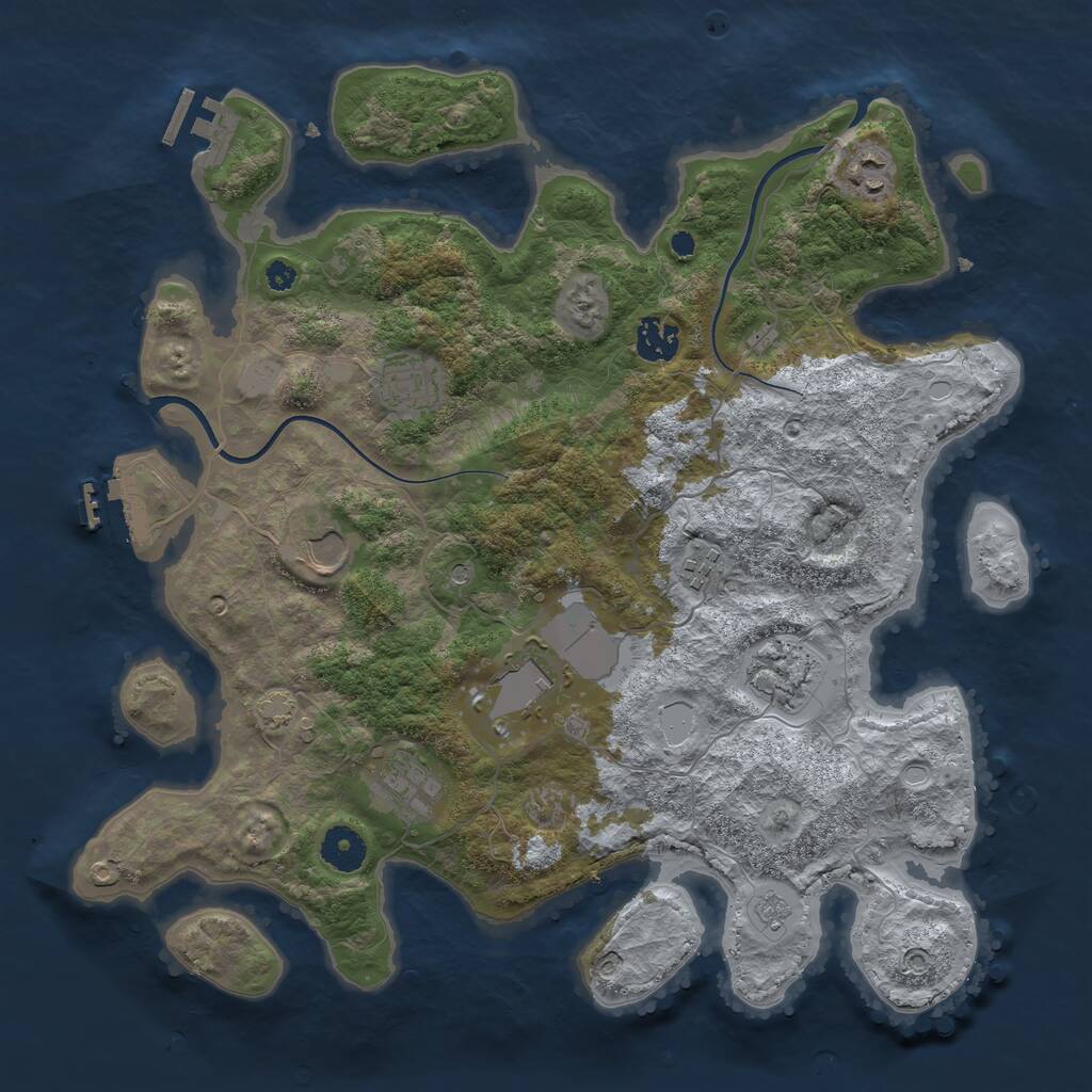 Rust Map: Procedural Map, Size: 3700, Seed: 115246085, 14 Monuments