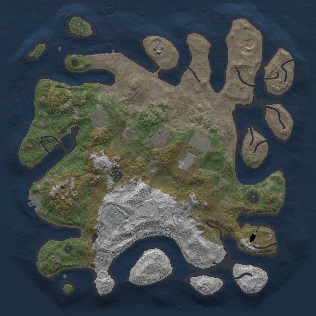 Rust Map: Procedural Map, Size: 4000, Seed: 616648111, 16 Monuments