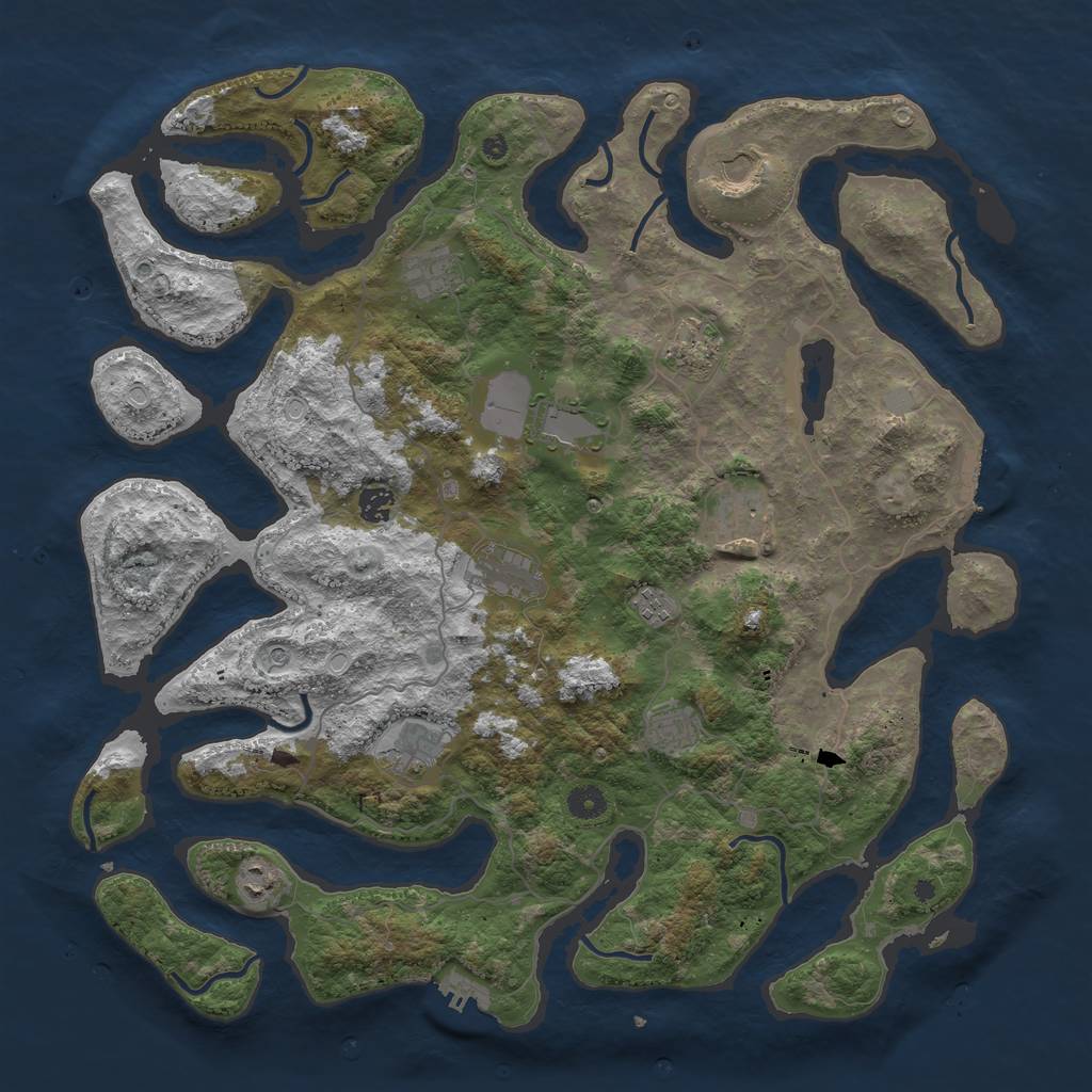 Rust Map: Procedural Map, Size: 4500, Seed: 14316583, 19 Monuments